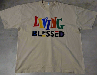 "LIVING BLESSED" TEE- CREAM (PRE-ORDER)